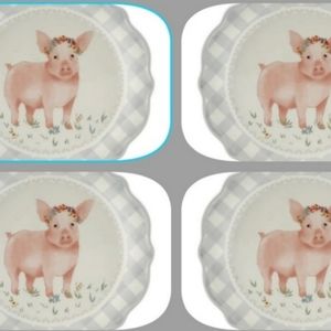 New Pioneer Woman Pig Decal Novelty Appetizer Plates